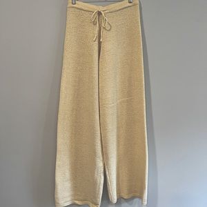 Beige Botany Knit Ivory Cream Beige Baggy Relaxed Wide Leg Pants Beach Size M